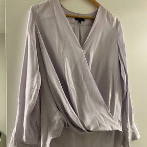 Rag and Bone Victor Silk Wrap Blouse Lilac Size S High Low Hemline